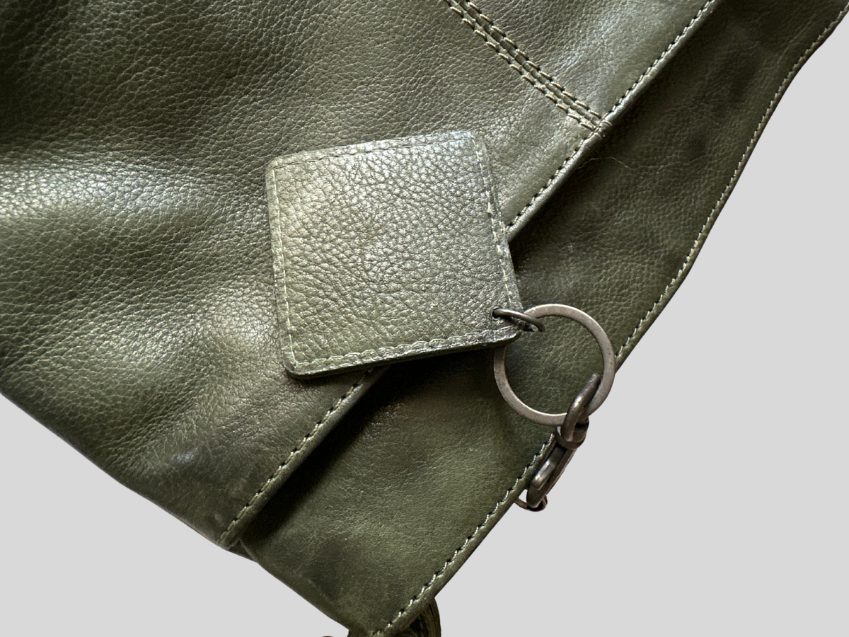 🇳🇱 Bear Design – Sac bandoulière vert foncé en cuir véritable multi-poches