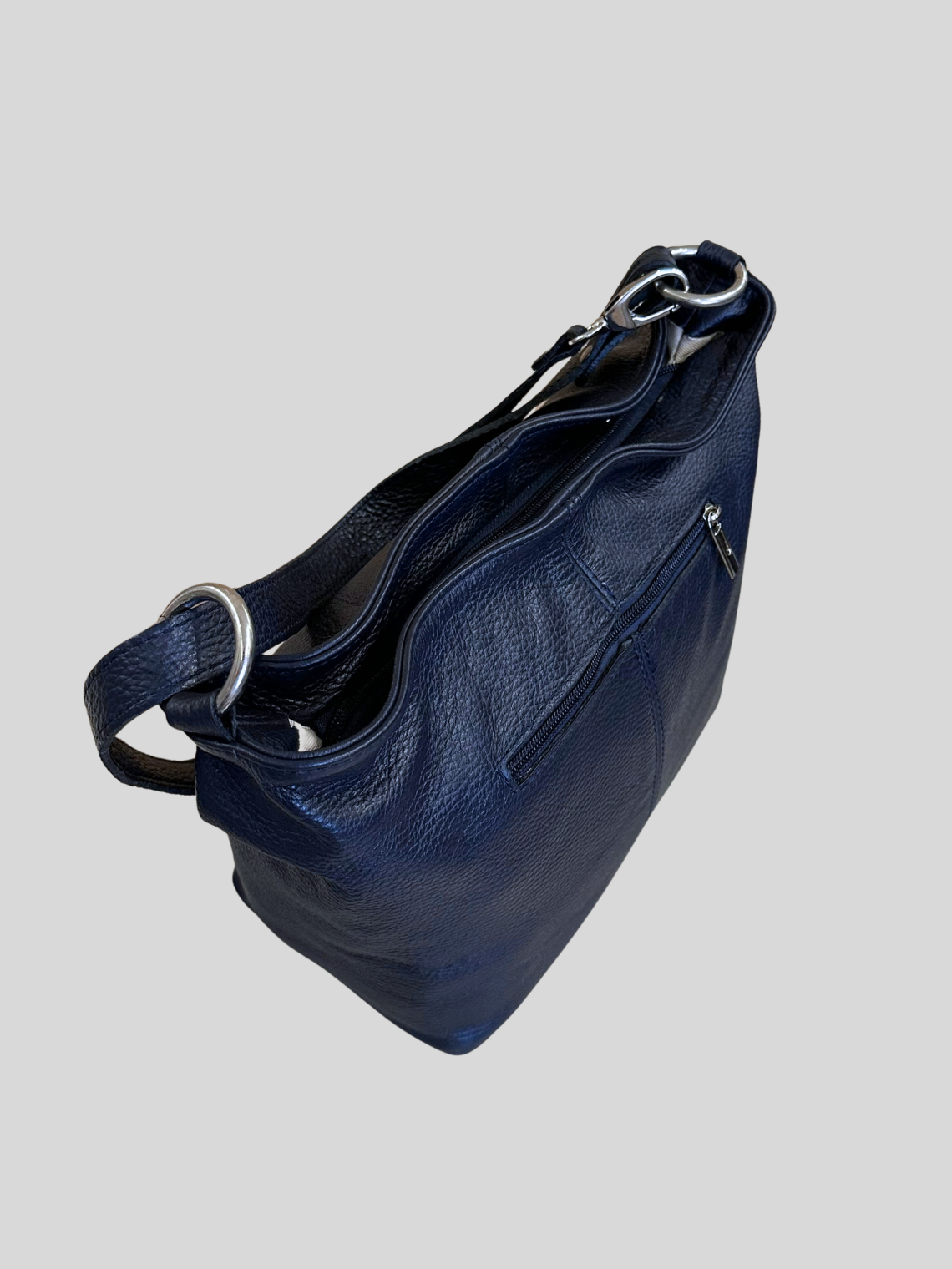 🇮🇹 Sac épaule bleu marine en cuir véritable – Made in Italy
