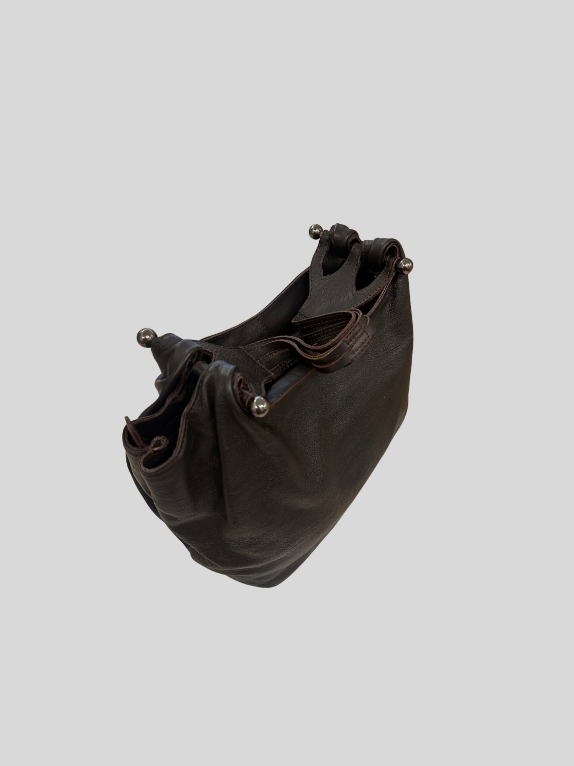 CG Accessories – Sac épaule marron foncé en cuir véritable avec pochette