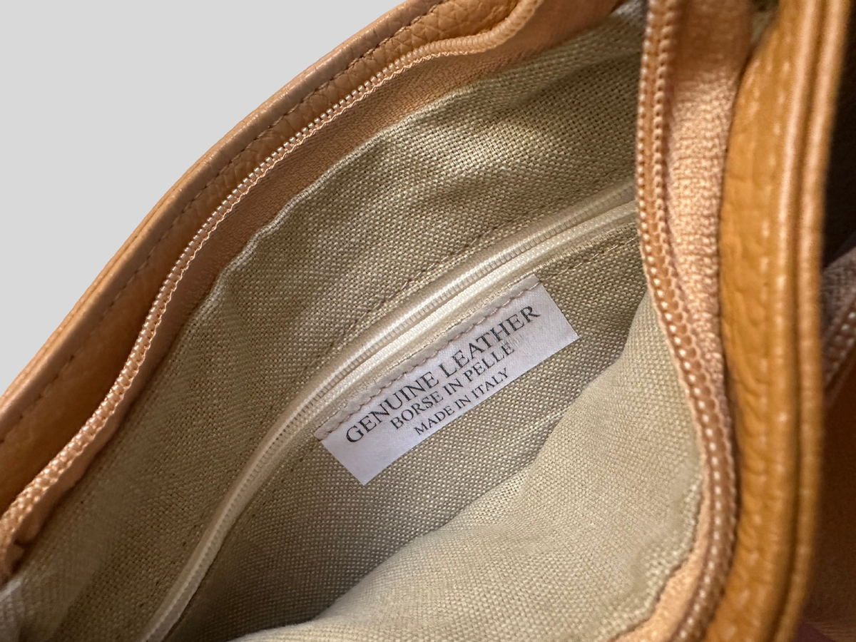 🇮🇹 Borse in Pelle – Petit sac bandoulière camel en cuir véritable – Made in Italy