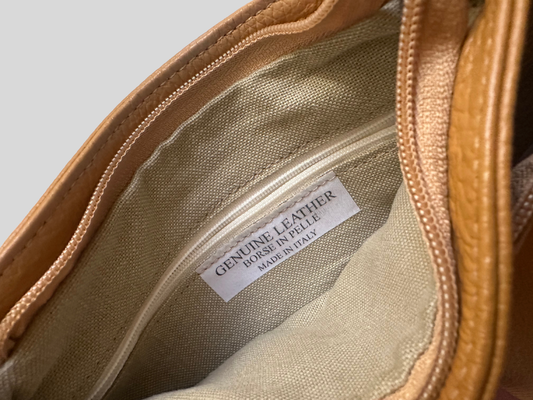 🇮🇹 Borse in Pelle – Petit sac bandoulière camel en cuir véritable – Made in Italy