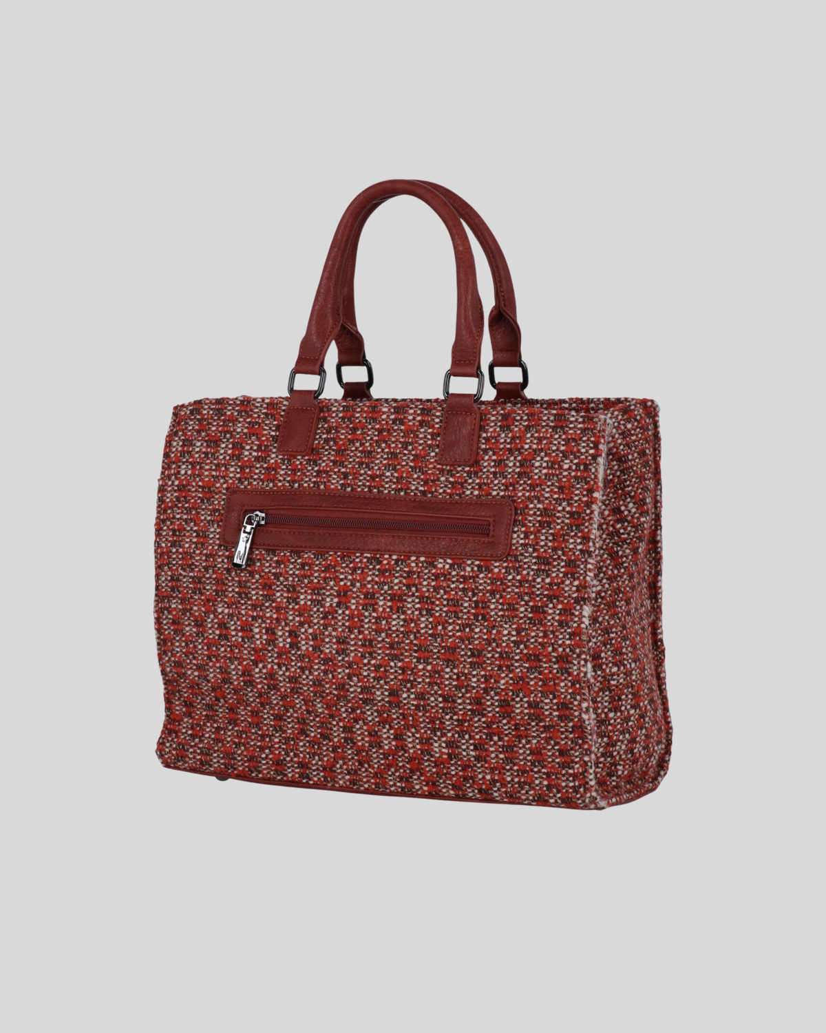 Mandoline – Sac à main tissé multicolore à détails marron