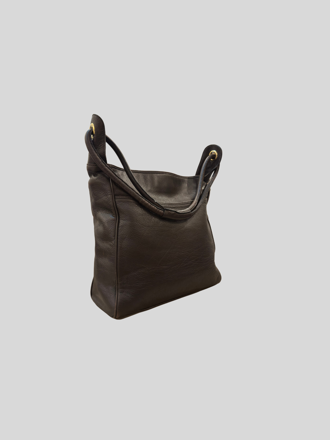 🇮🇹 Valerio Bassotto 1971 – Grand sac épaule marron en cuir véritable