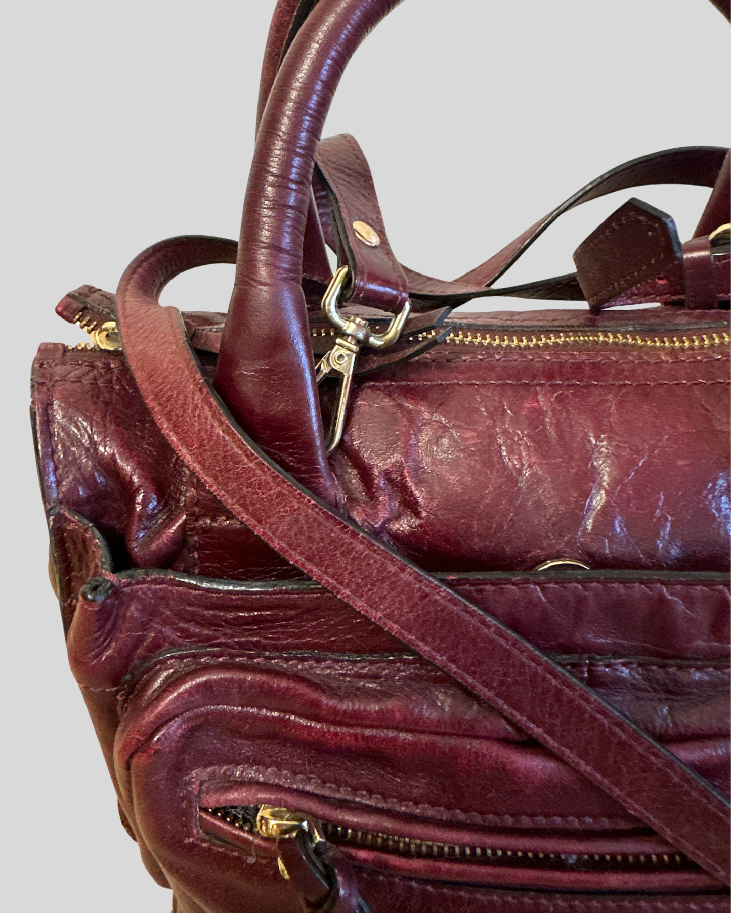 Sac à main Zara vintage en cuir bordeaux