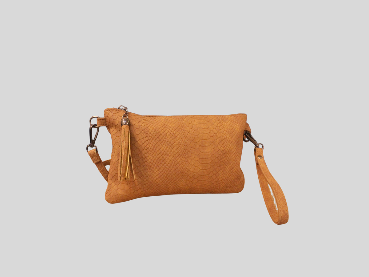 Sac Beagles cognac effet reptile – bandoulière & pochette