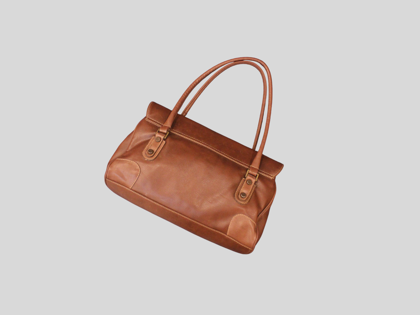 Grand sac à main marron en cuir véritable – Brezza