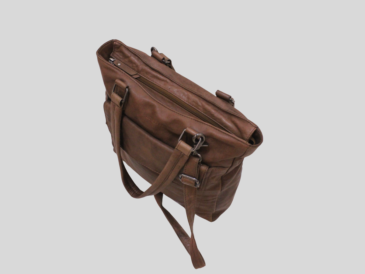 🇳🇱 Burkely – Cabas cuir véritable marron