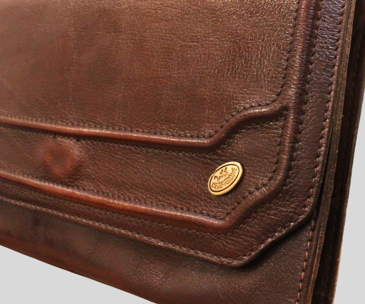 Pochette vintage Creazione 2-K bordeaux en cuir véritable