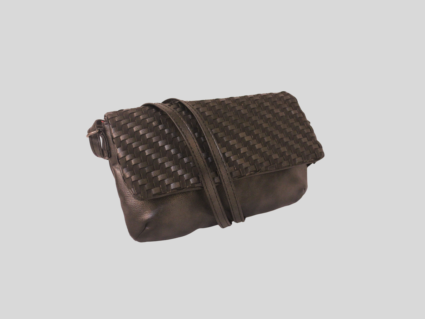 Sac à bandoulière gris foncé tressé