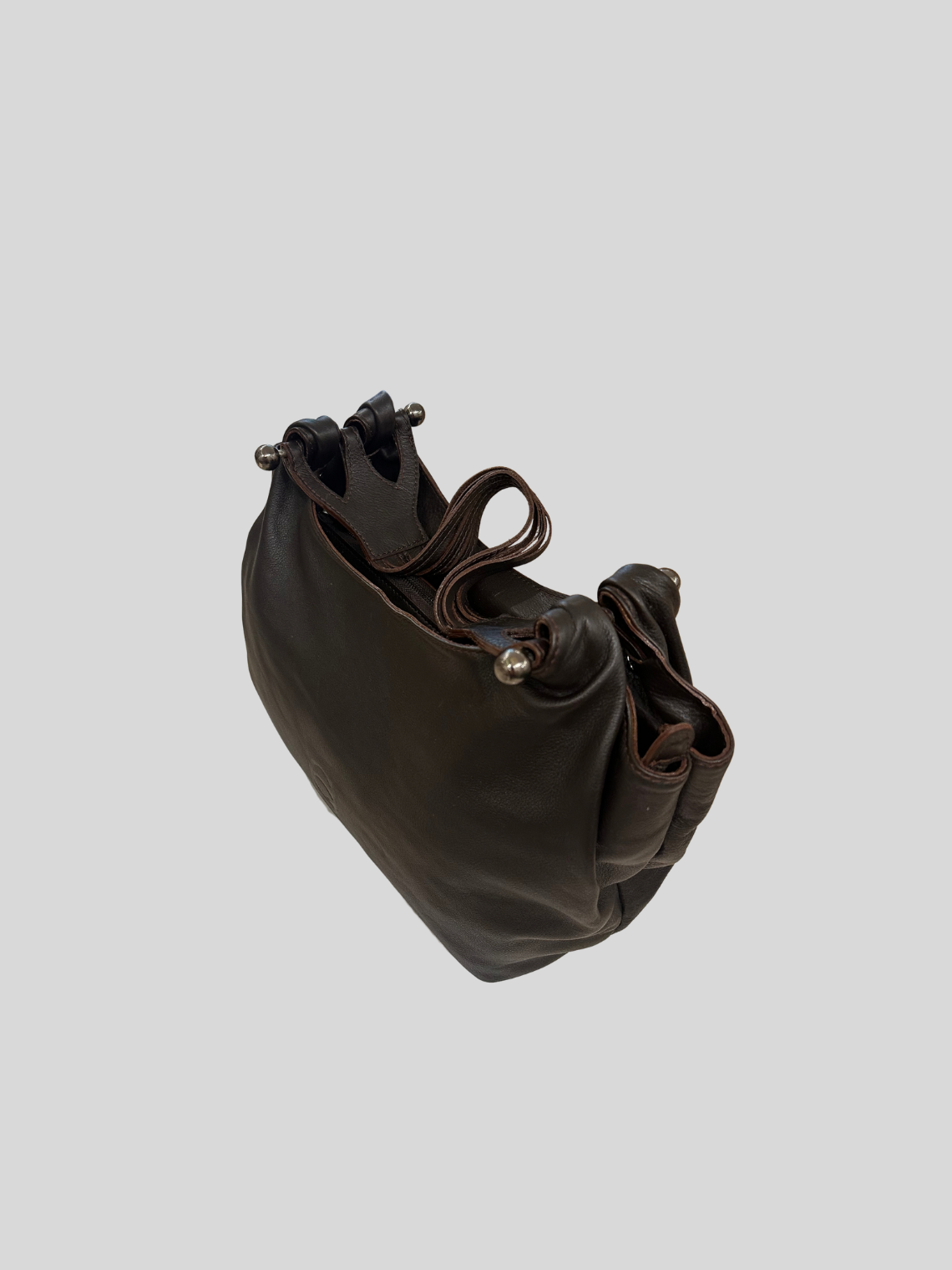CG Accessories – Sac épaule marron foncé en cuir véritable avec pochette