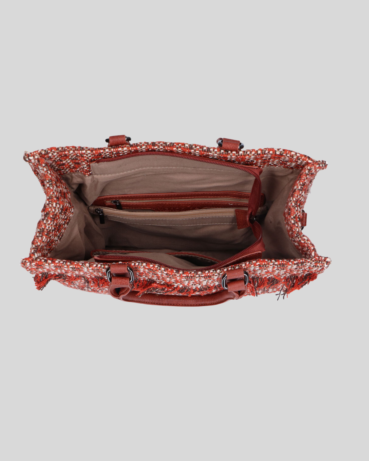 Mandoline – Sac à main tissé multicolore à détails marron