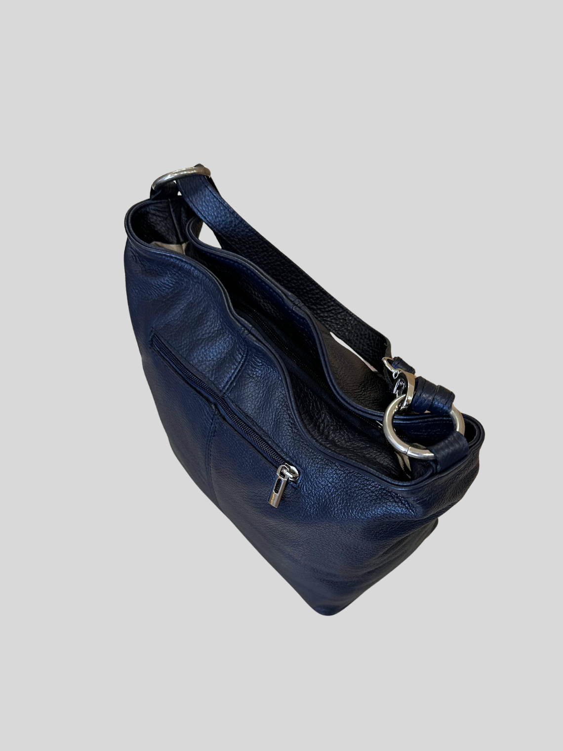 🇮🇹 Sac épaule bleu marine en cuir véritable – Made in Italy