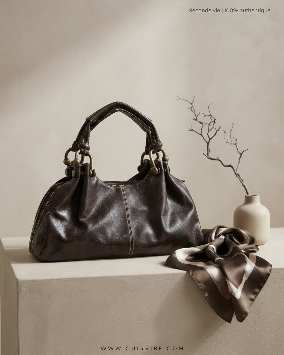 Elementz – Sac à main marron foncé multi-poches