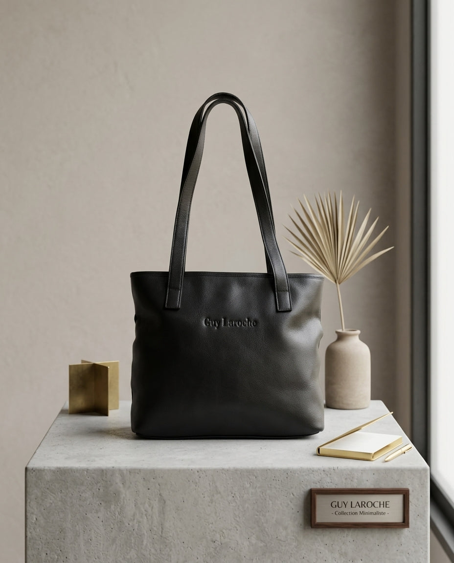 Sac Guy Laroche noir souple à porter épaule