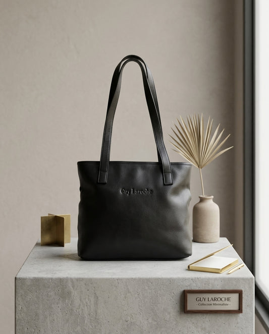 Sac Guy Laroche noir souple à porter épaule