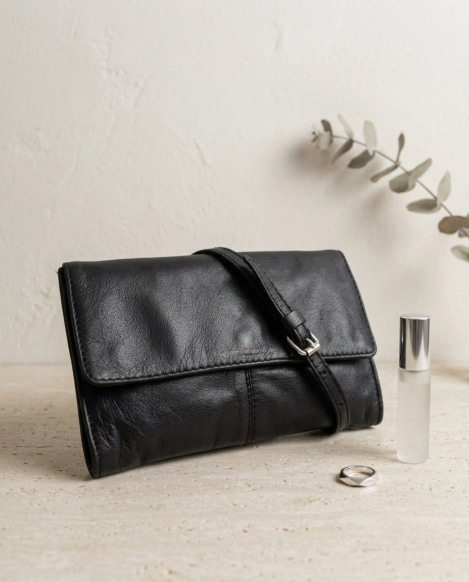 🇬🇧 Sac bandoulière Next noir en cuir véritable