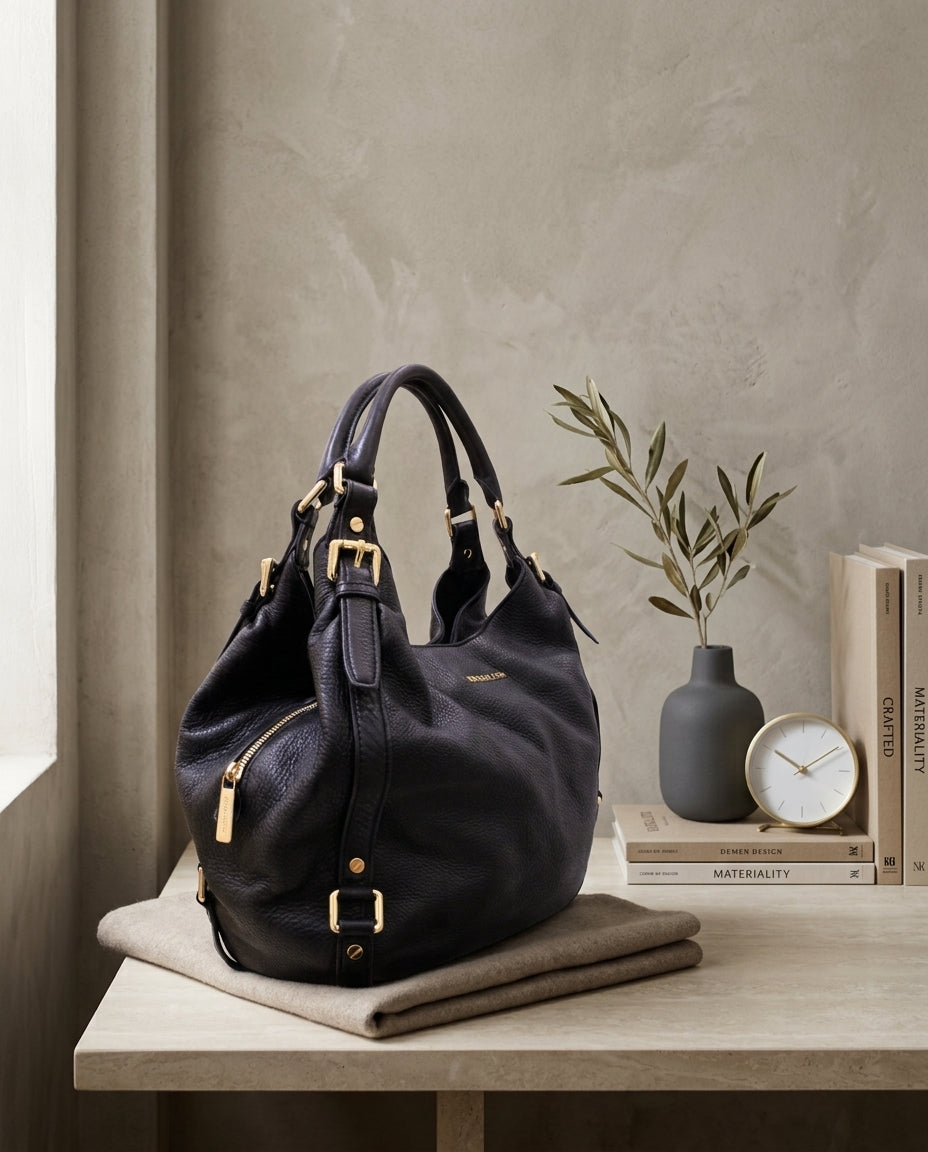 🇺🇸 Michael Kors Bedford – Grand sac hobo noir en cuir