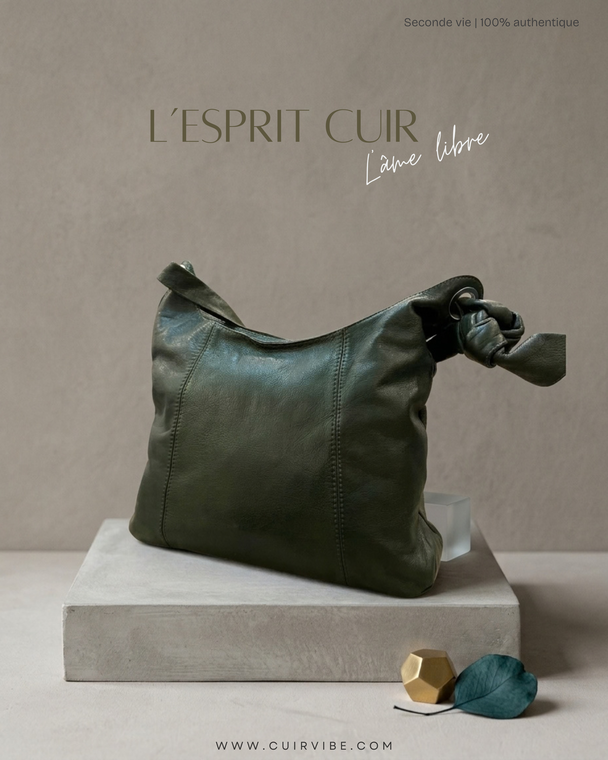 🇮🇹 Sac épaule vert foncé en cuir véritable – Made in Italy