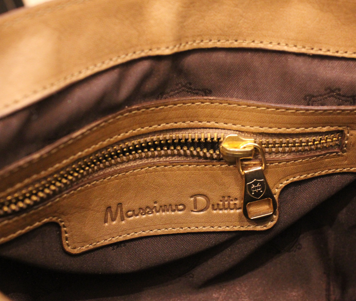 Sac bandoulière Massimo Dutti camel en cuir véritable