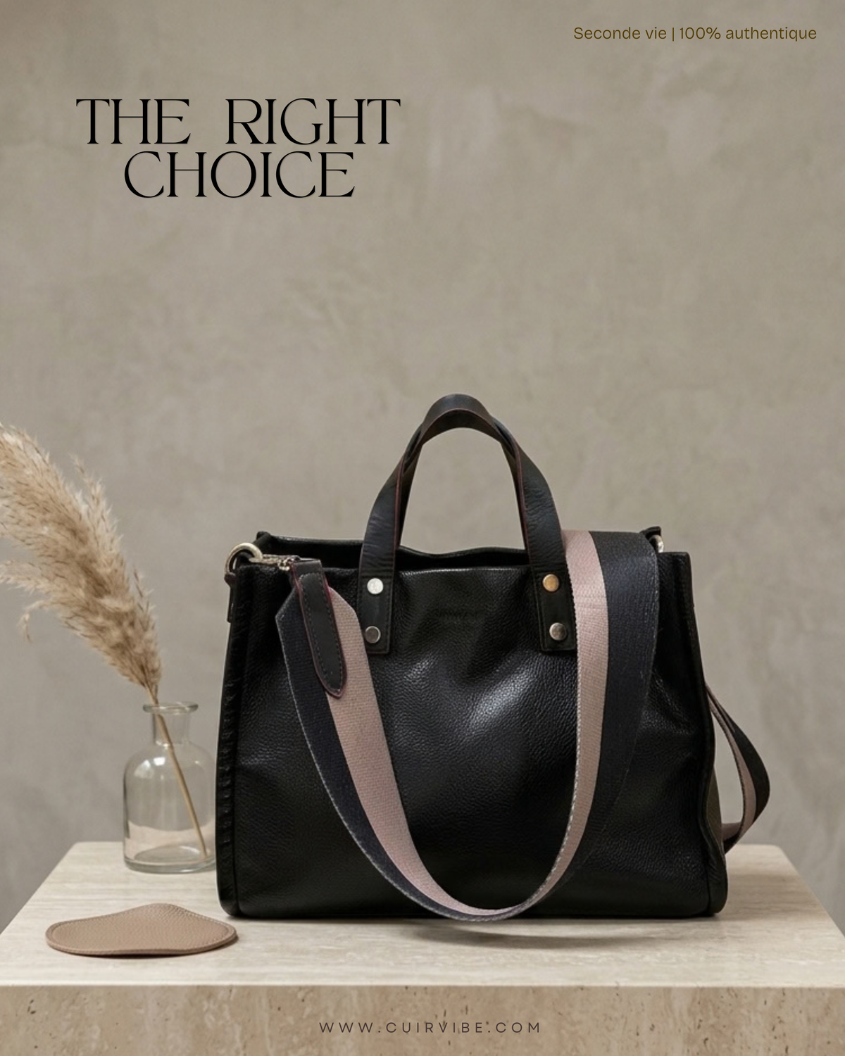 🇦🇷 Prüne Capri CPR10287 – Sac à main noir en cuir caprin véritable