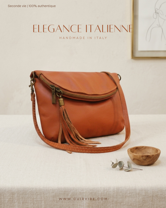 Sac bandoulière Anna Morellini Ancone cognac en cuir