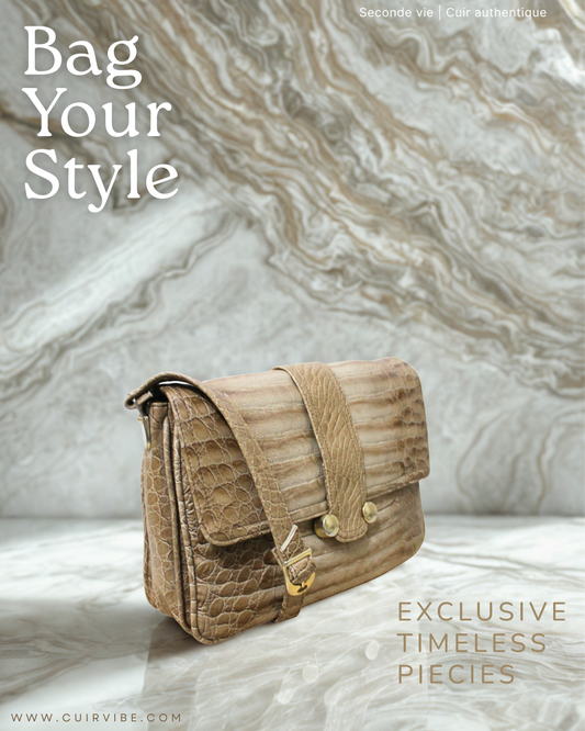 Sac à bandoulière effet Croco