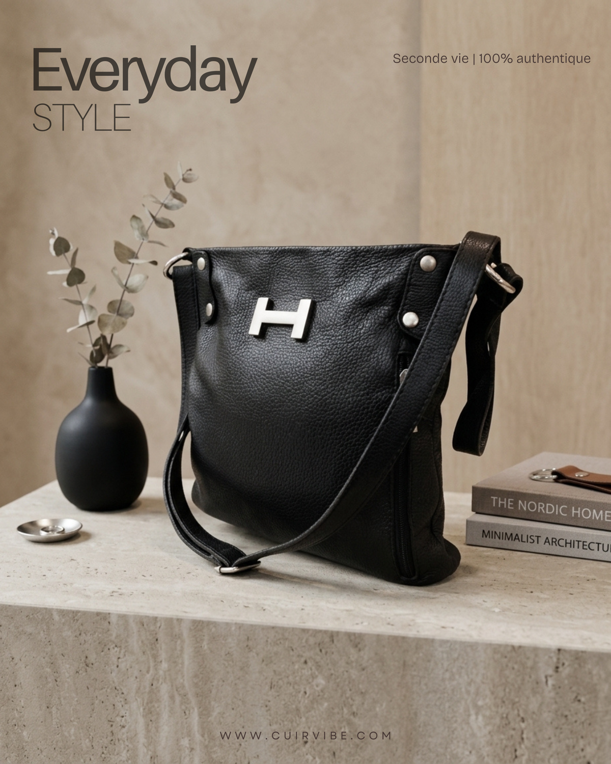 Eva Bags Anita – Sac bandoulière noir en cuir