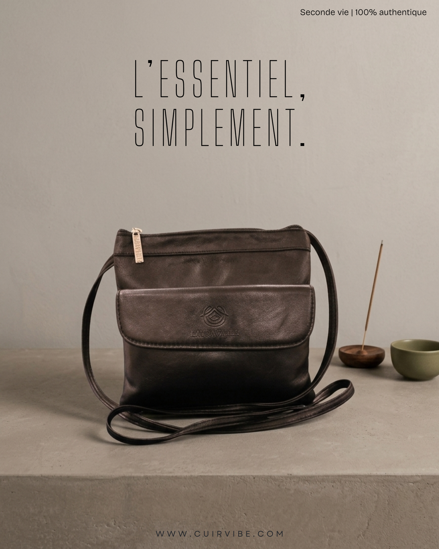 Sac à bandoulière Laura Valle noir en cuir véritable 🇪🇸