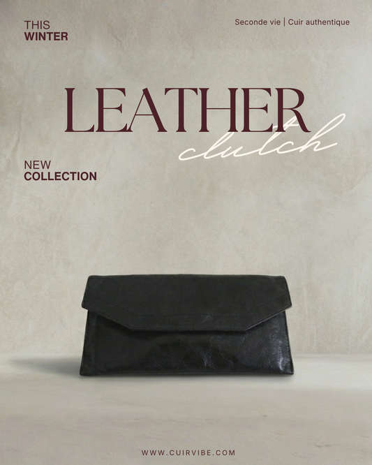 Clutch Black 100% Cuir véritable