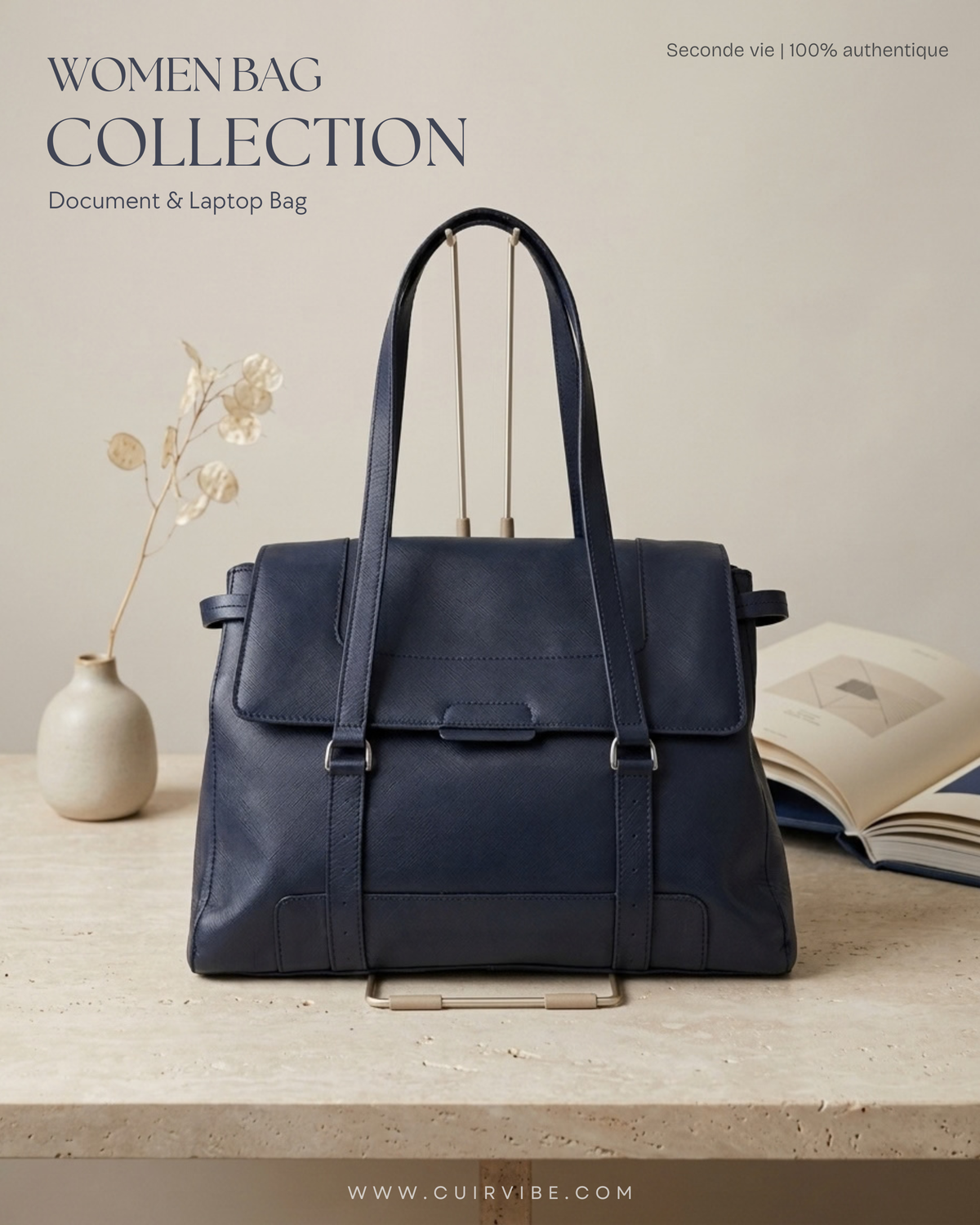 🇬🇧 White Stuff – Sac à main bleu marine à rabat
