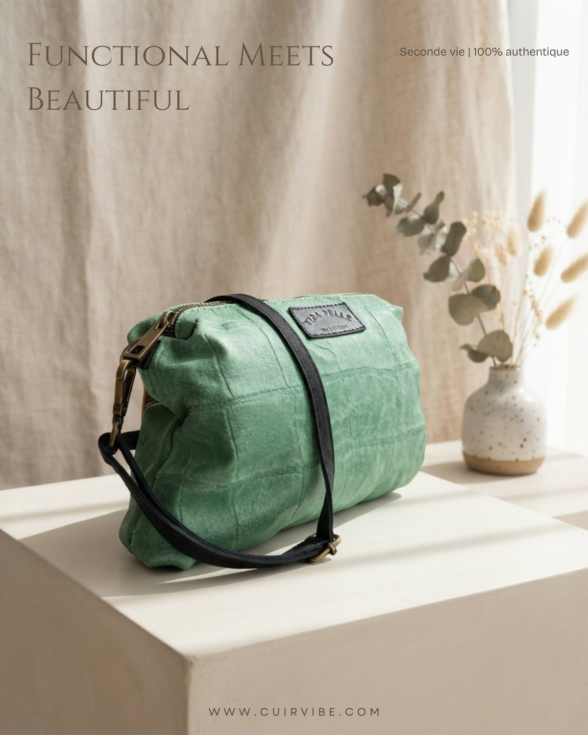 🇮🇹 Sac bandoulière cuir véritable Emerald Green– Made in Italy