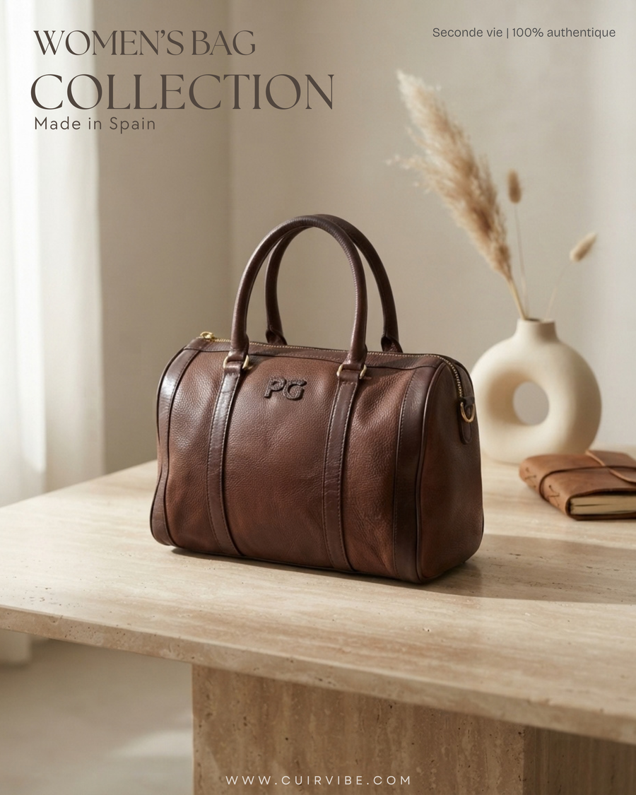 🇪🇸 Purificación García – Sac à main bowling marron