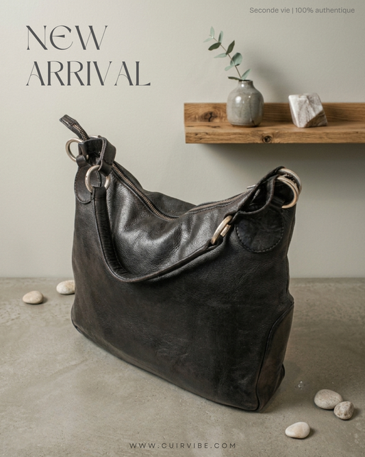 Sac porté épaule Emporio Armani noir en cuir véritable