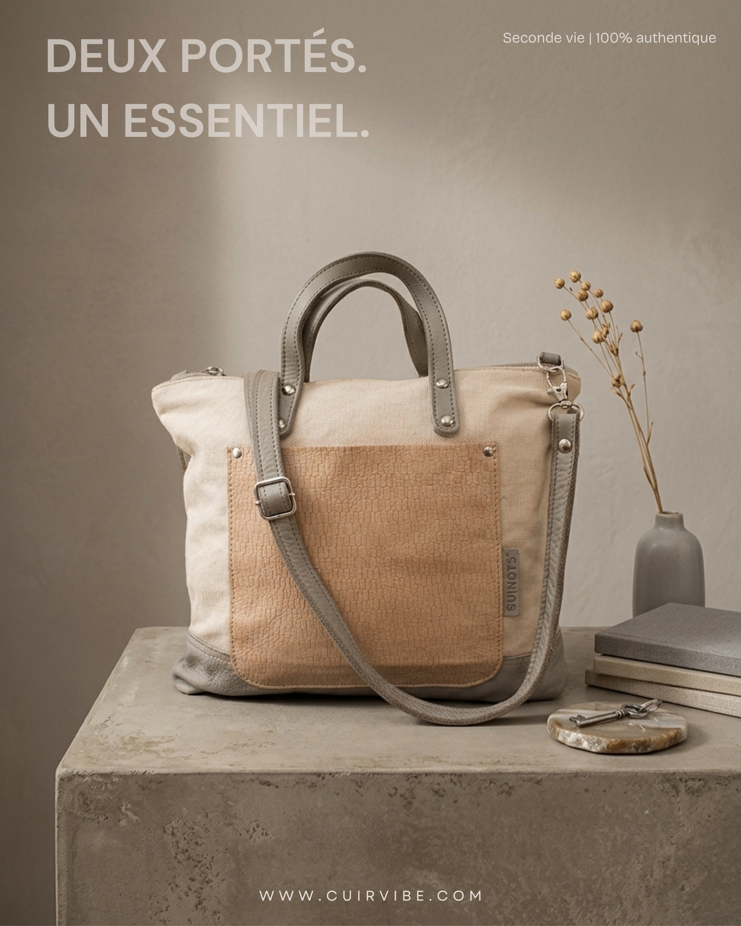 Sac à main et bandoulière Cuirots Canvas Mix beige